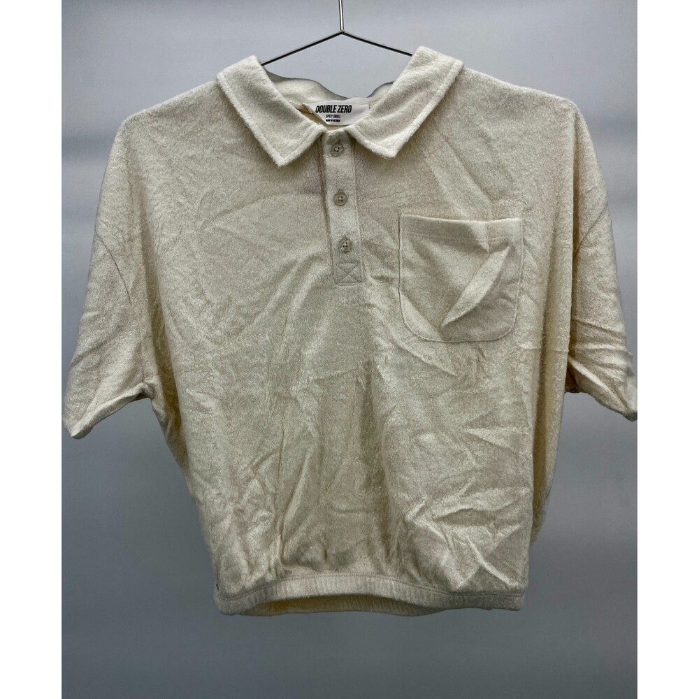 Women's Shirt - Double Zero by Lala Collared White Button Polo Stretcy Synch